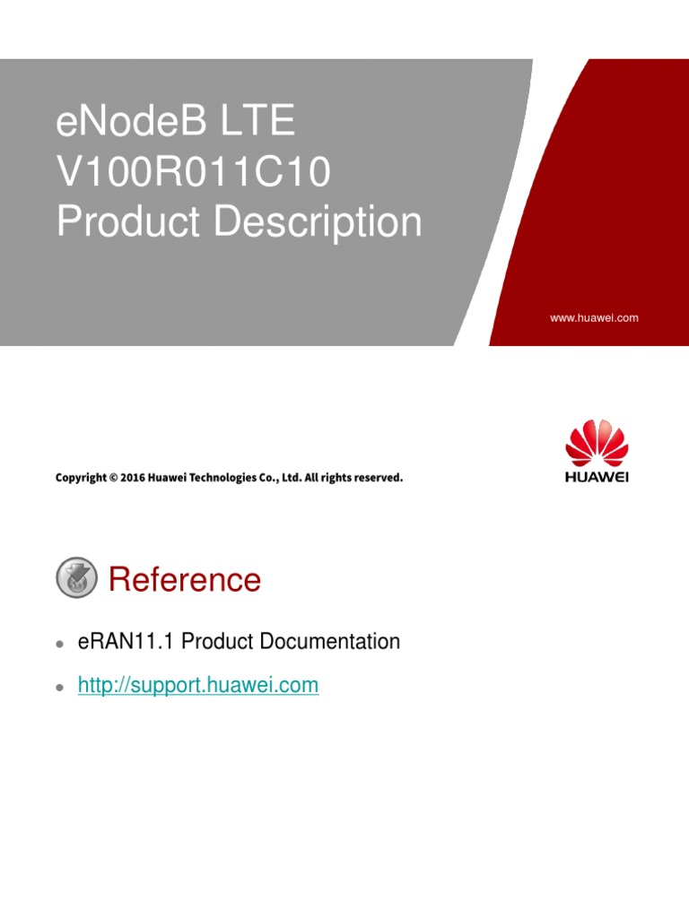4.ENodeB LTE V100R011C10 Product Description PDF Duplex