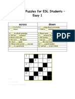 Crossword Puzzles For ESL Students - Easy