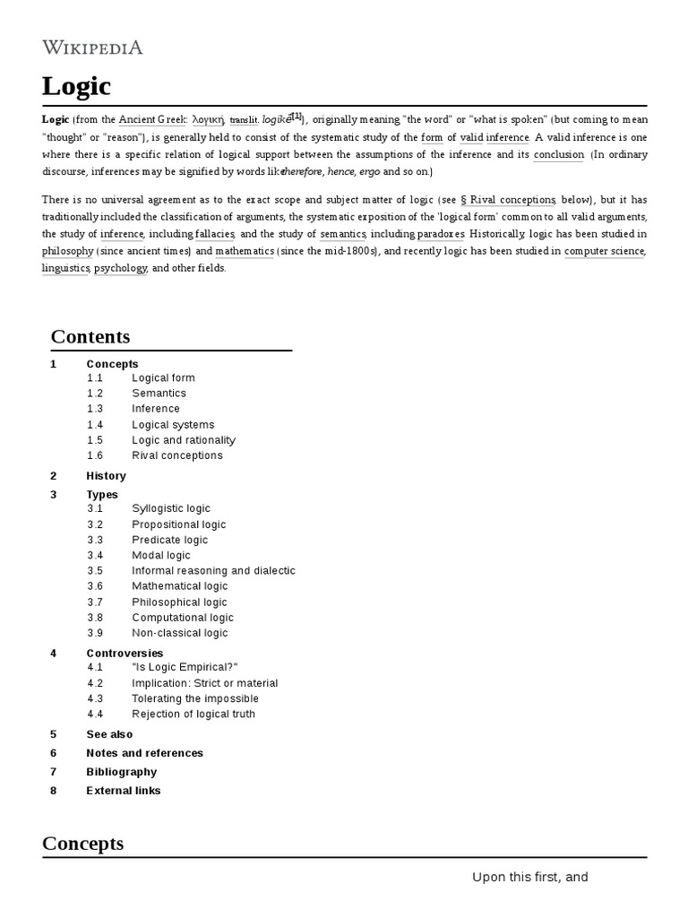 Logic Logic (from the Ancient Greek λογική, PDF Logic