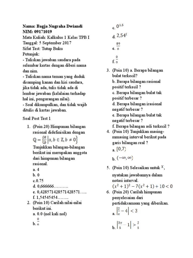 Contoh Soal Kalkulus 1
