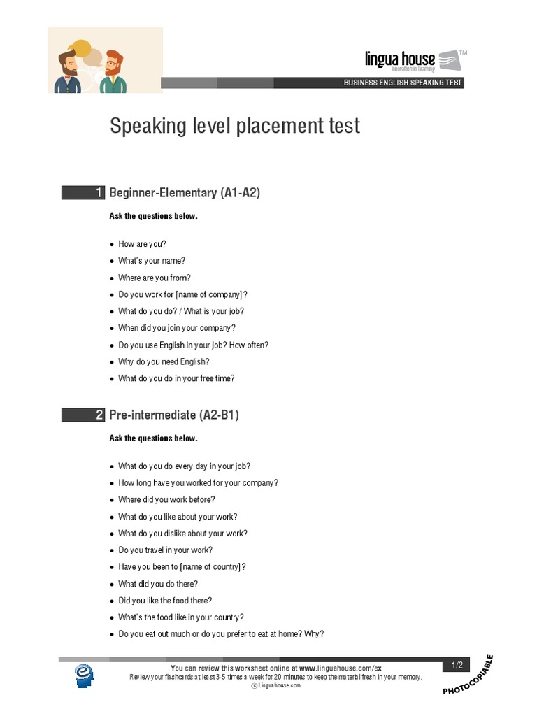 Business English Speaking Test Guide | PDF | Applied Psychology ...