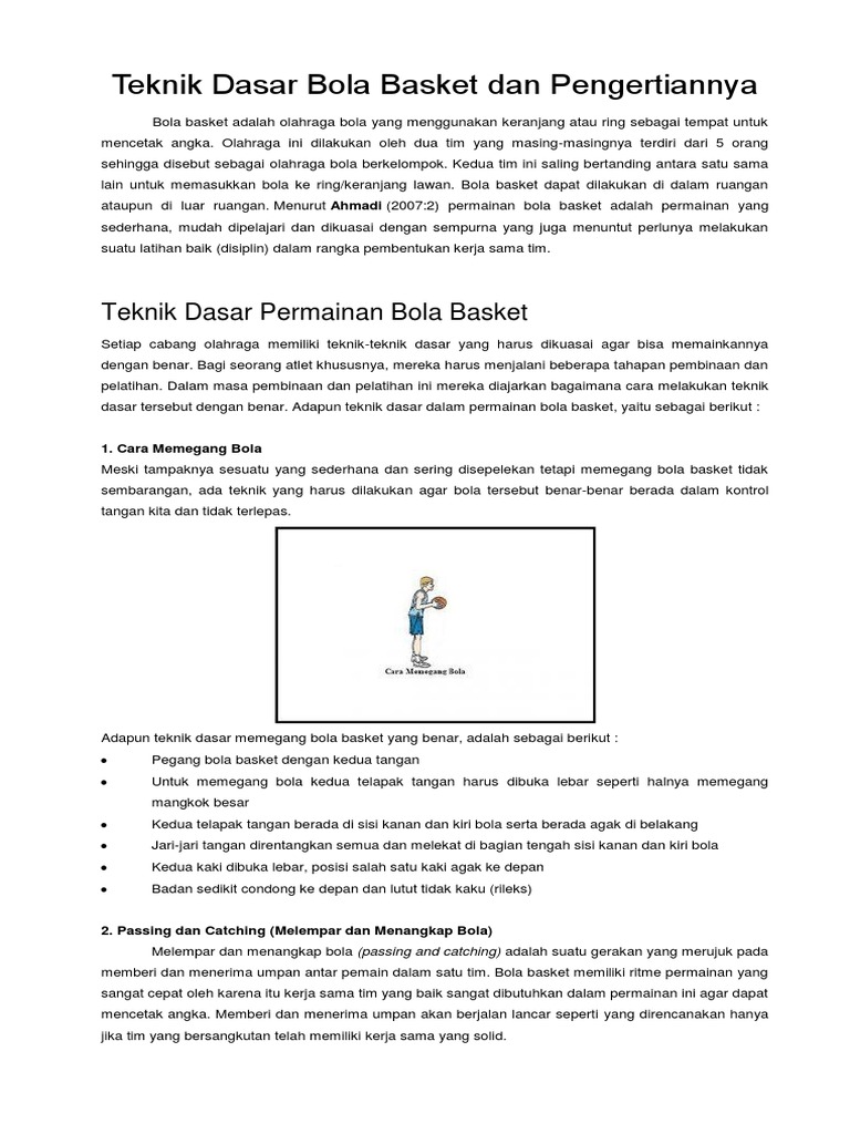 Teknik Dasar Bola Basket Dan Pengertiannya