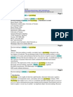 Decision Making in Robotics and Phycology