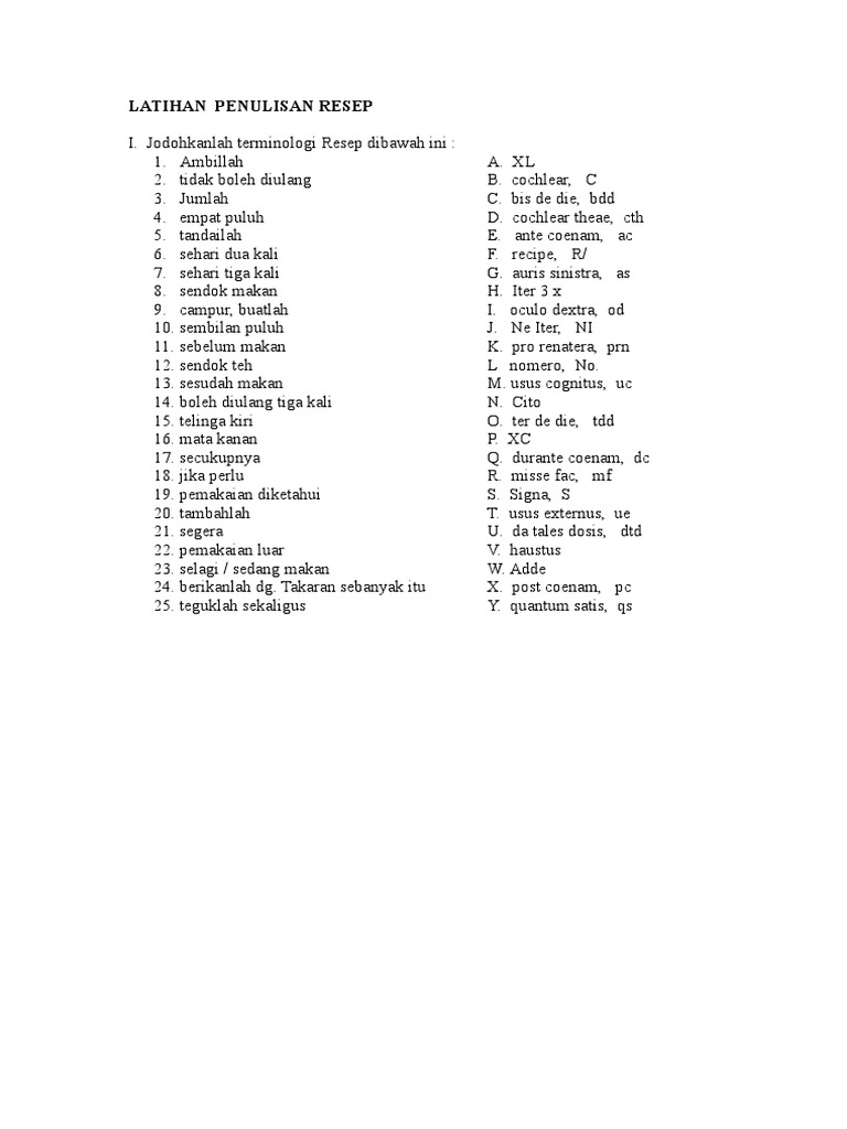 Latihan PENULISAN RESEP | PDF