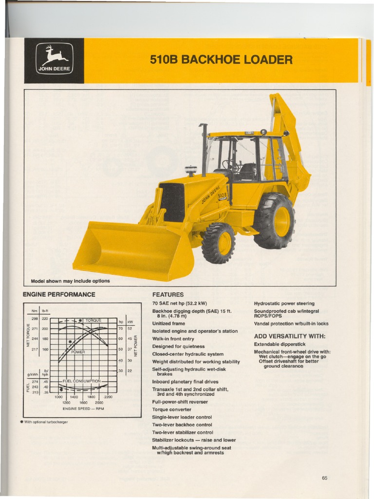 510B Backhoe Loader Specifications PDF Automatic Transmission Loader (Equipment)