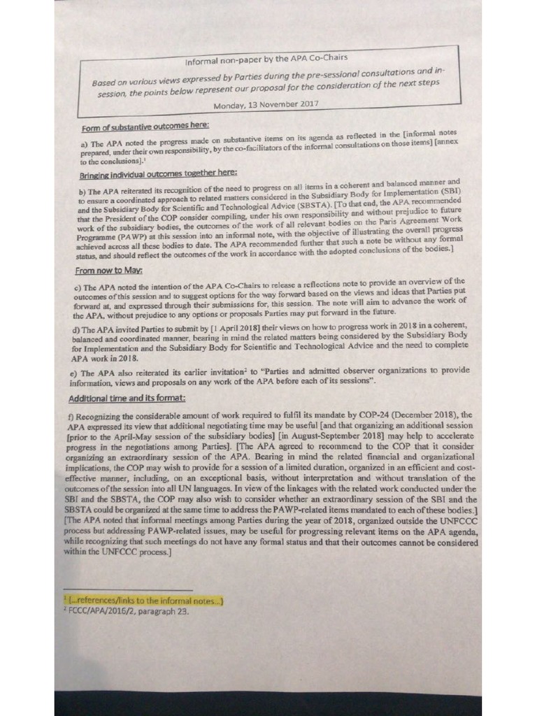 Non Paper From Apa Co Chairs