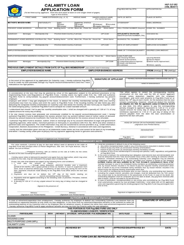 Pag-IBIG Calamity Loan Application Form | PDF | Loans | Interest