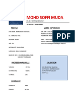 Mohd Soffi Muda: Profile Work Experience