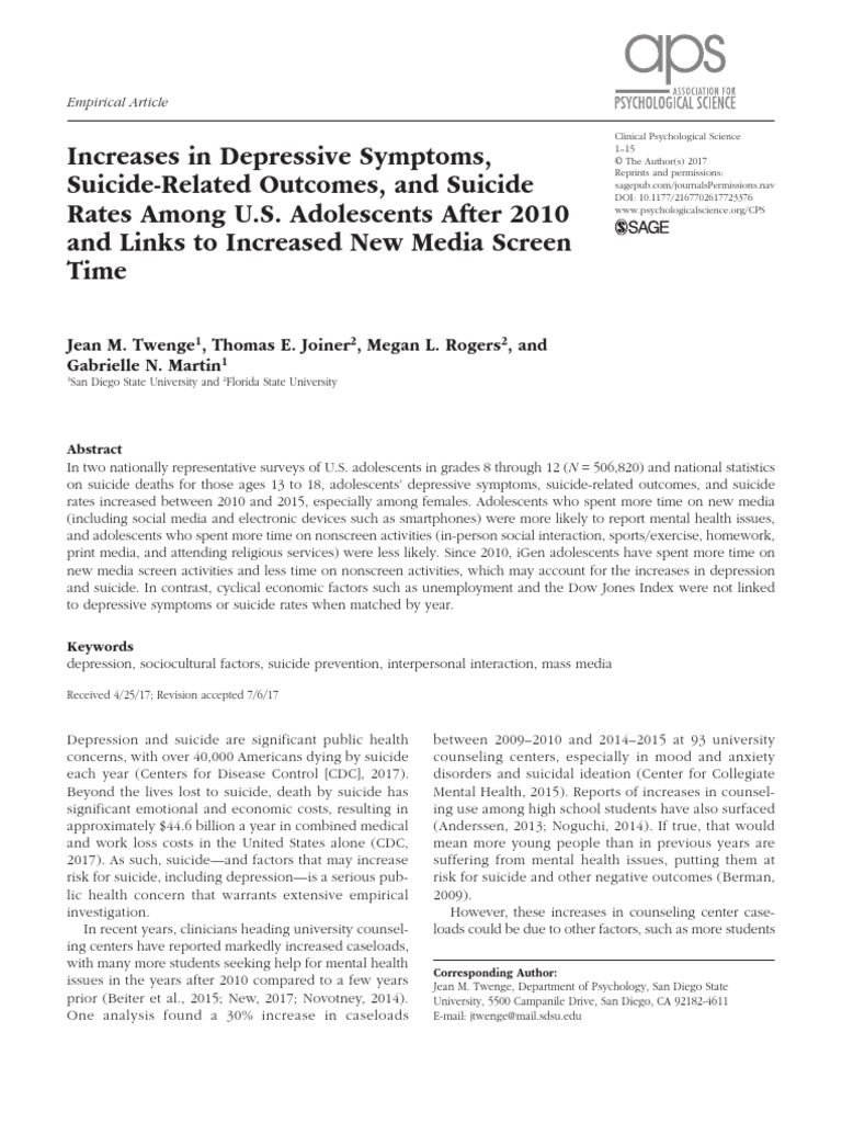 US Suicide Social Media Study | PDF | Race And Ethnicity In The United ...