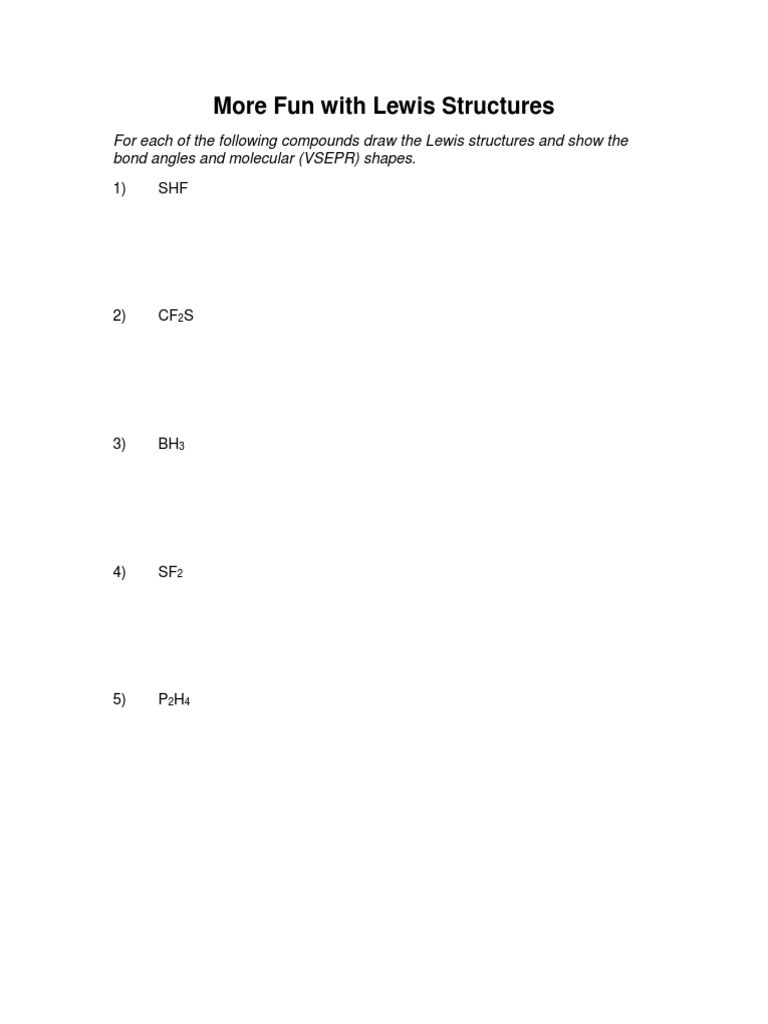 Worksheets Lewis Structure Worksheet 3d more fun with lewis structures vsepr worksheet answers