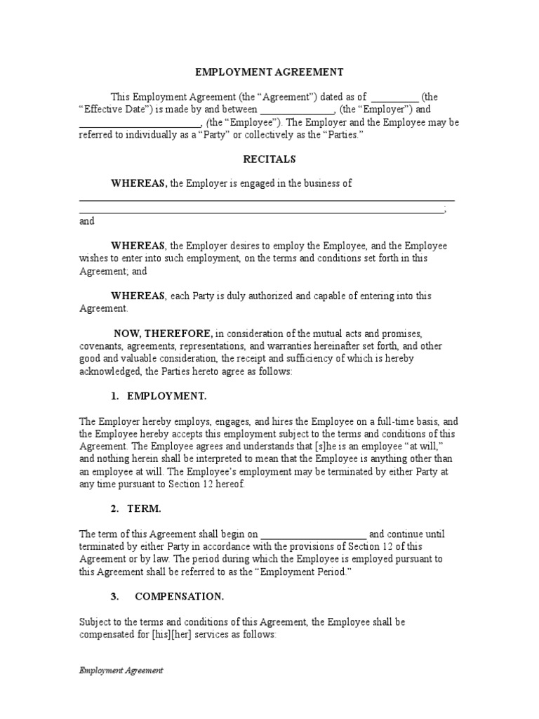 Employment Agreement PDF Surety Bond Employment