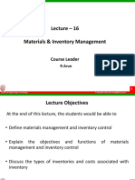 Lecture - 16 Materials & Inventory Management: Course Leader