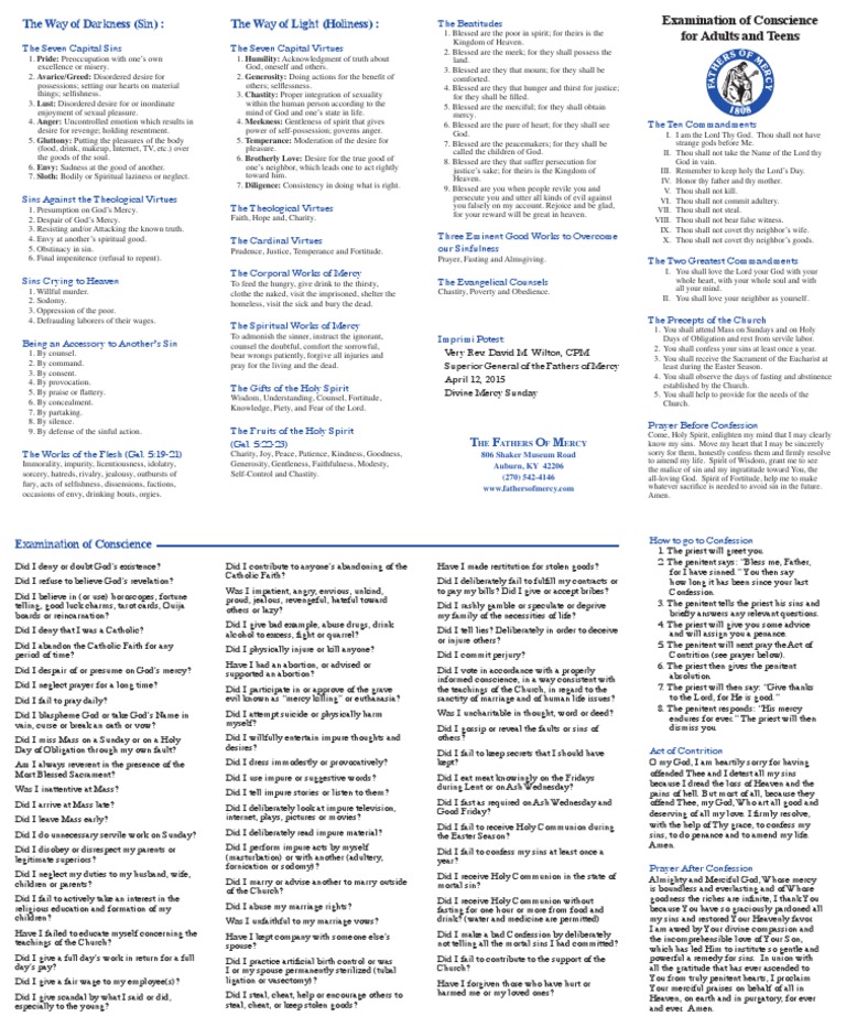 Examination of Conscience Guide | PDF | Penance | Seven Deadly Sins