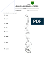 Evaluación de Lenguaje Primero Básico Letra Z B LL Ñ