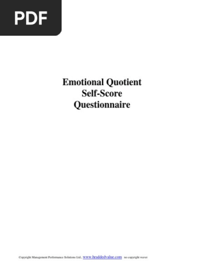 Emotional Quotient Self Score Questionnaire 2 Pdf Emotional Intelligence Applied Psychology