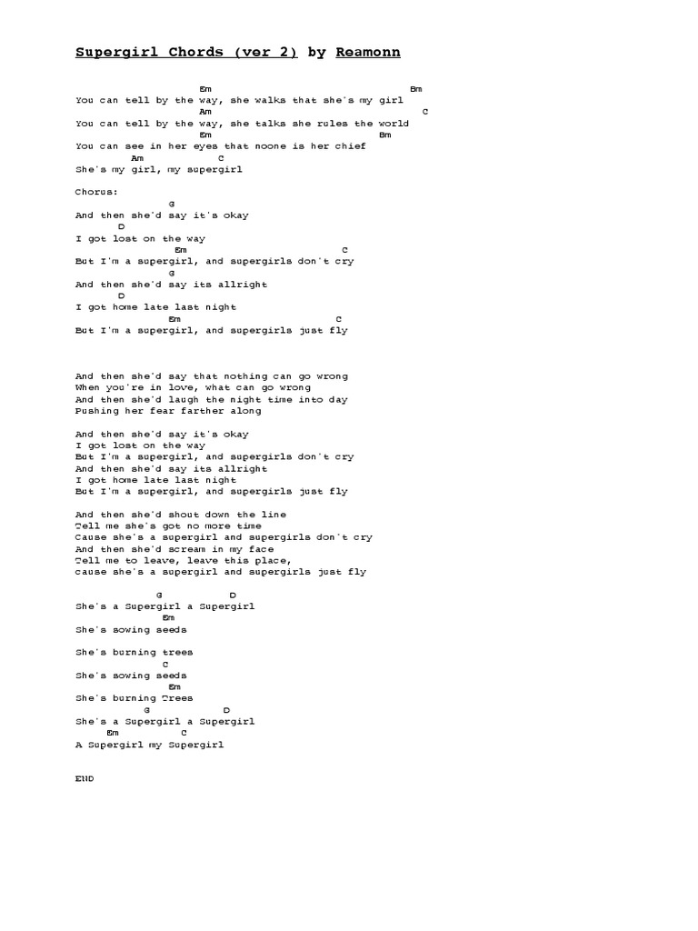 Supergirl Reamonn chords