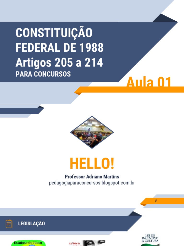 Artigos 205 A 214 PARA CONCURSOS - Aula 01 - Introdução | PDF | Lei ...