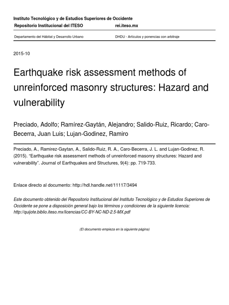 Earthquake Risk Assessment Methods | PDF | Earthquakes | Seismology