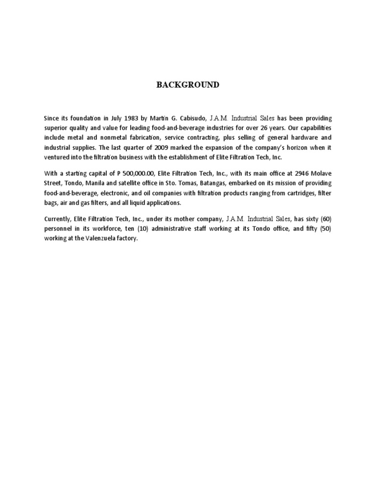 JAM Industrial Sales Company Background PDF Pipe (Fluid Conveyance)