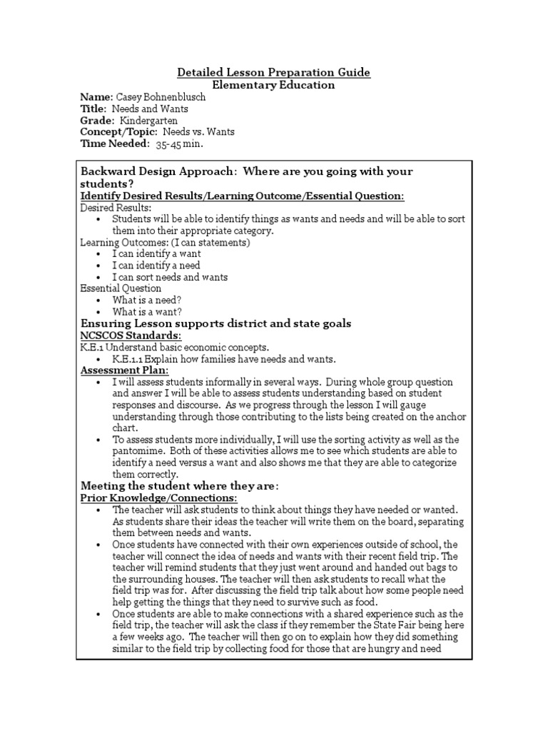 Detailed Lesson Preparation Guide Elementary Education PDF Teaching