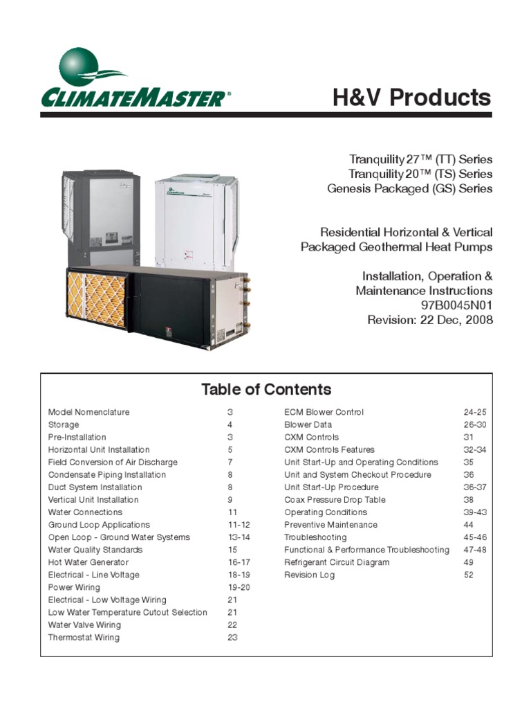 Climate Master Installation Manuals PDF Duct (Flow) Electrical Wiring