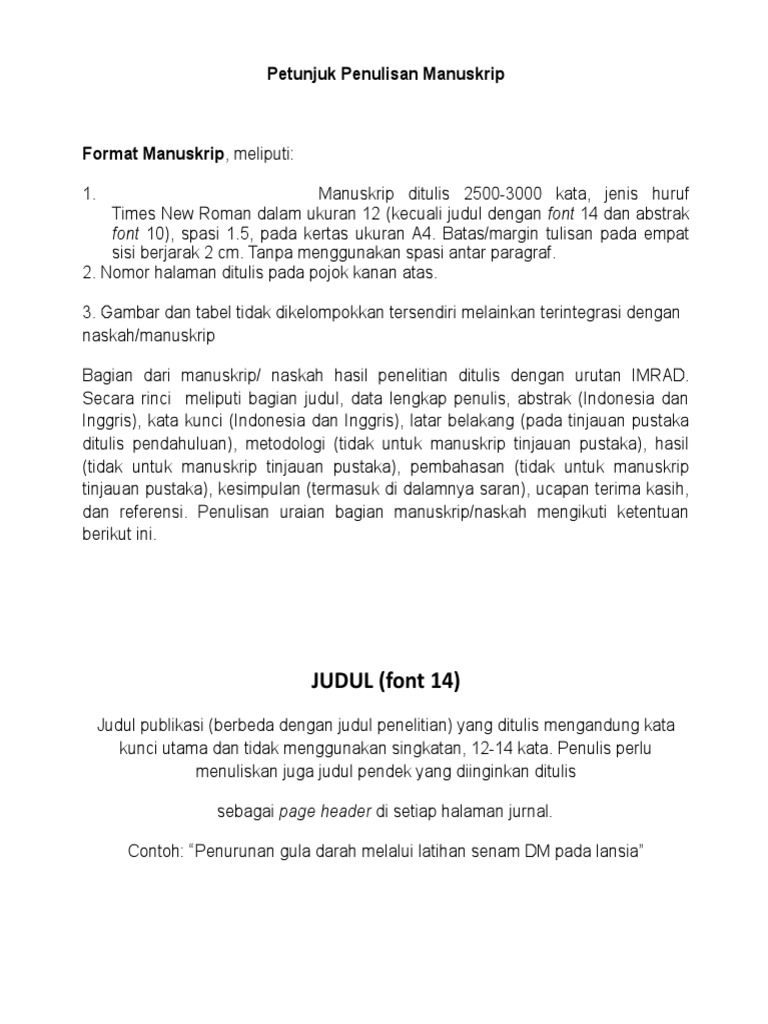 Format Penulisan Manuskrip