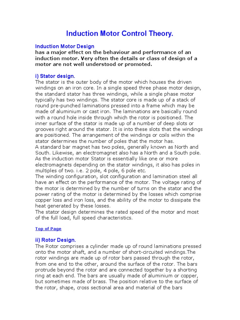Induction Motor Control Theory | PDF | Capacitor | Electrical Network
