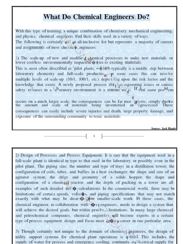Roles of Chemical Engineers Explained | PDF | Water | Chemistry