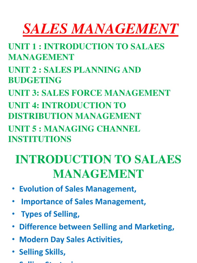 Comprehensive Sales Management Guide | PDF