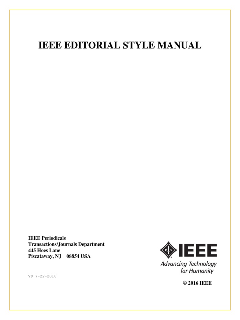 Ieee Editorial Style Manual IEEE Periodicals Transactions/Journals