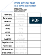 Months of The Year Worksheets