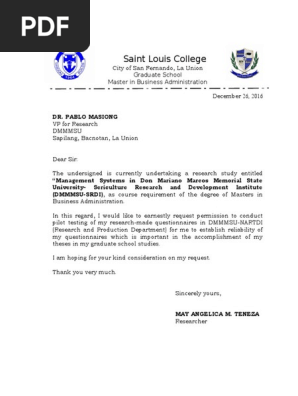 Request Letter Pilot Testing