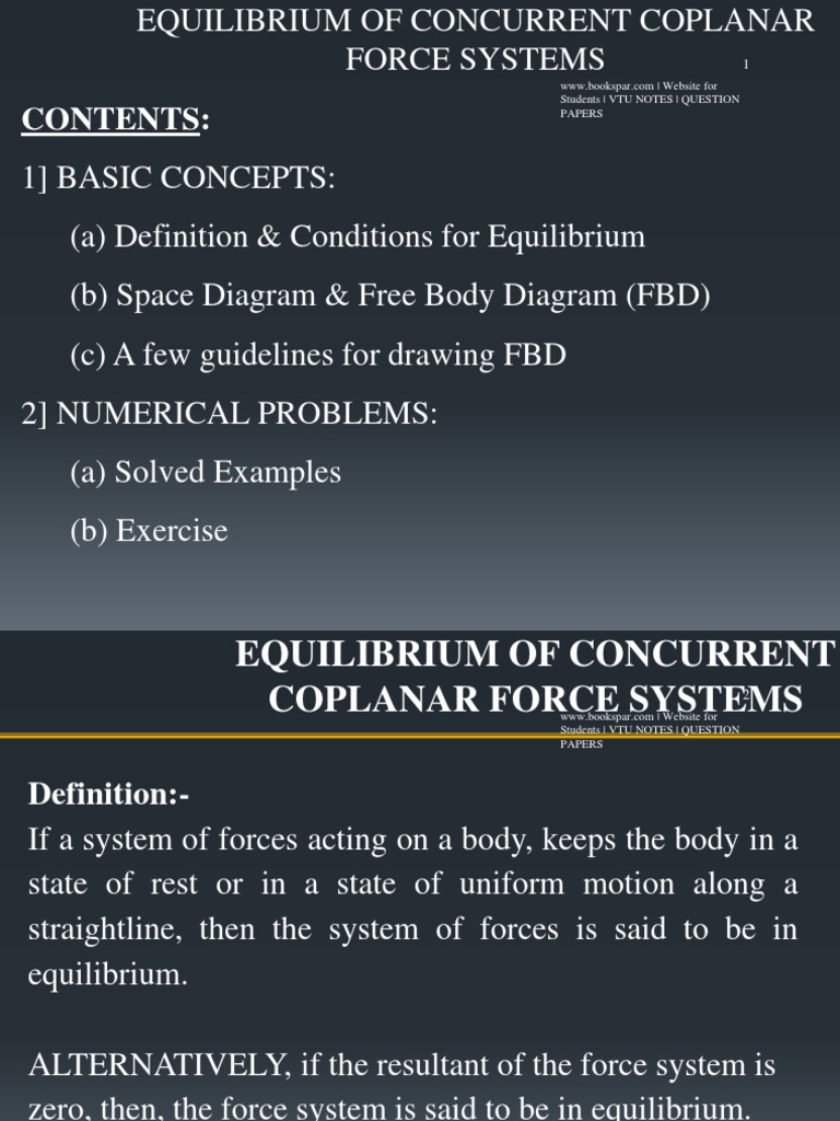 Engg Mechanics Equilibrium of Concurrent Coplanar Force | PDF | Tension ...
