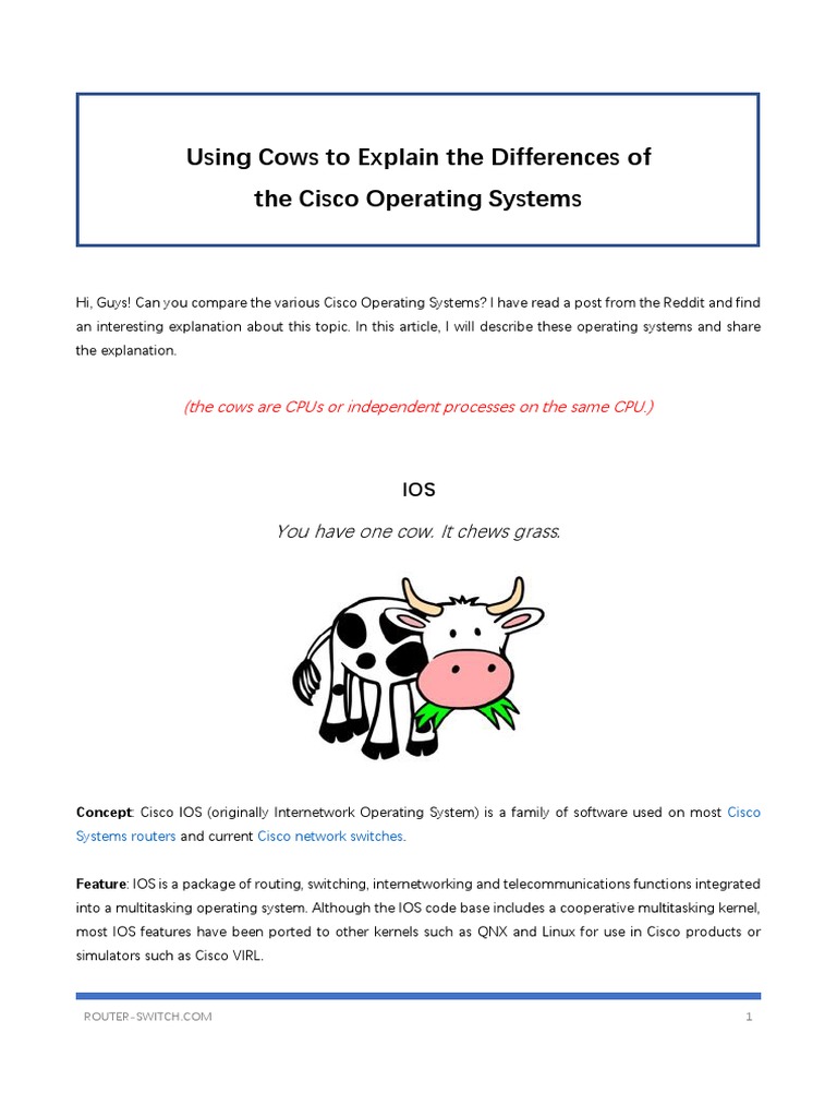 Cisco OS Comparison Using Cows | PDF | Data Transmission | Cisco Systems