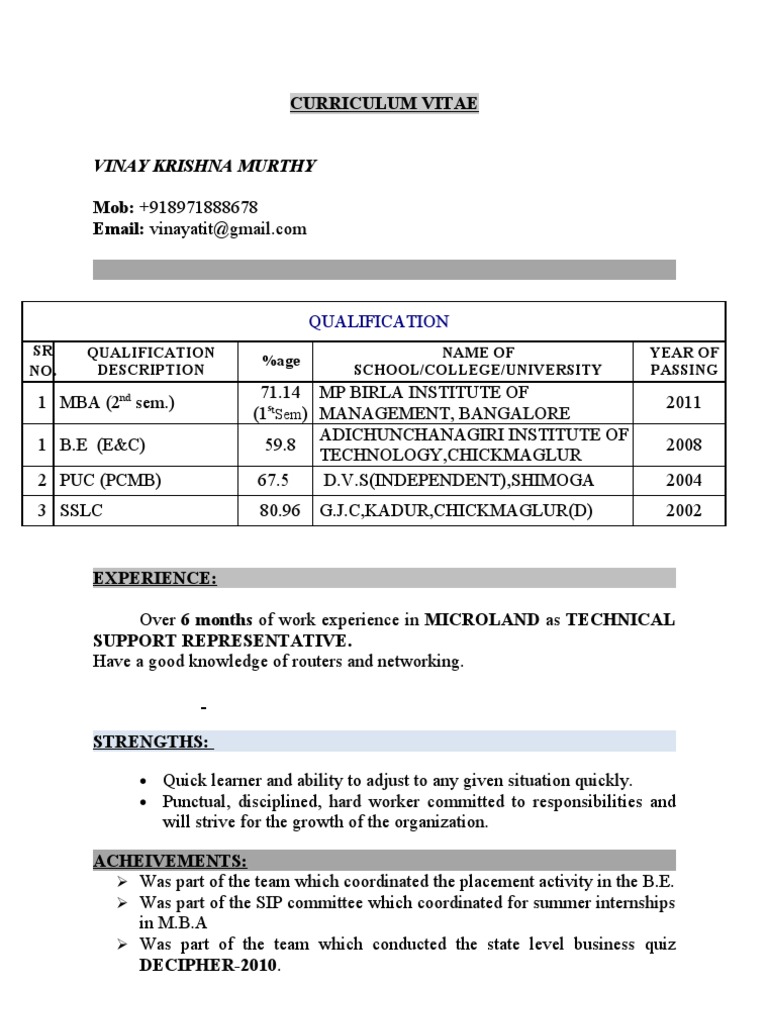 Vinay Krishna Murthy's CV | PDF | Behavior Modification | Cognition