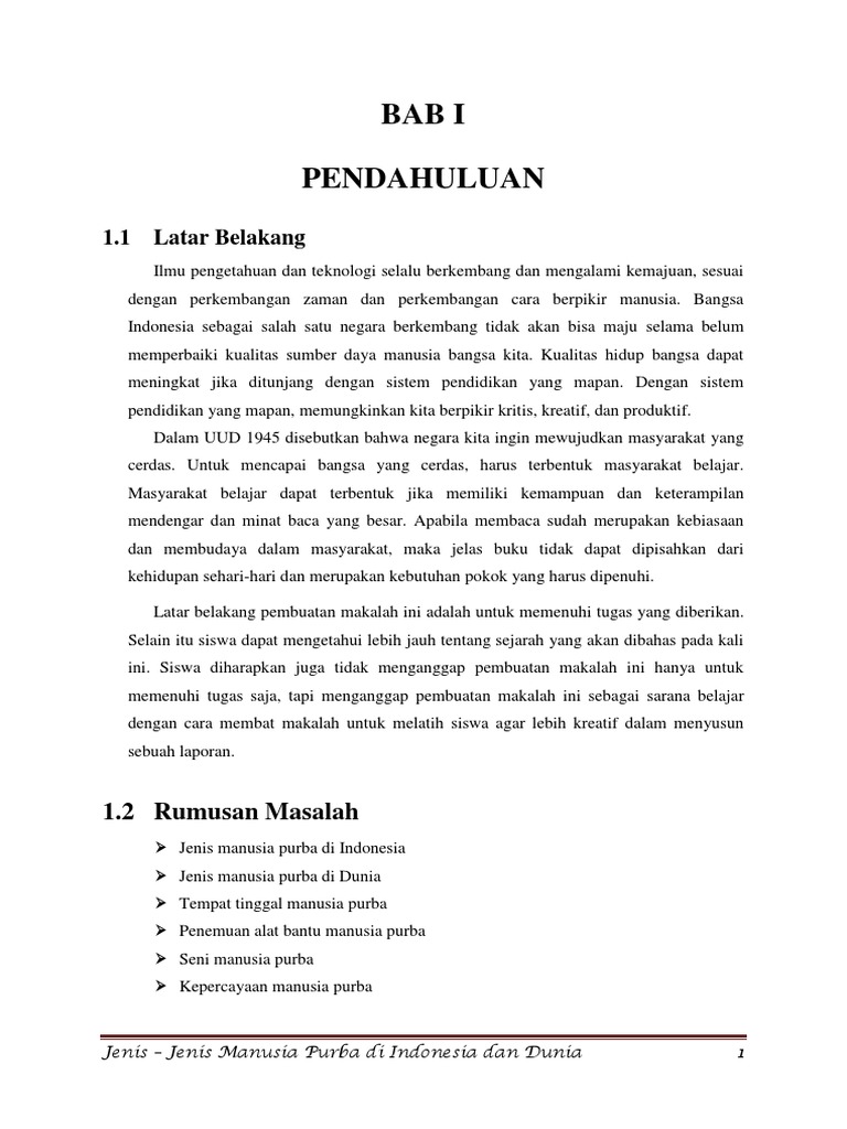 Cover Makalah Jenis Manusia Purba