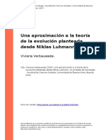 Viviana Verbauwede (2007). Una Aproximacion a La Teoria de La Evolucion Planteada Desde Niklas Luhmann