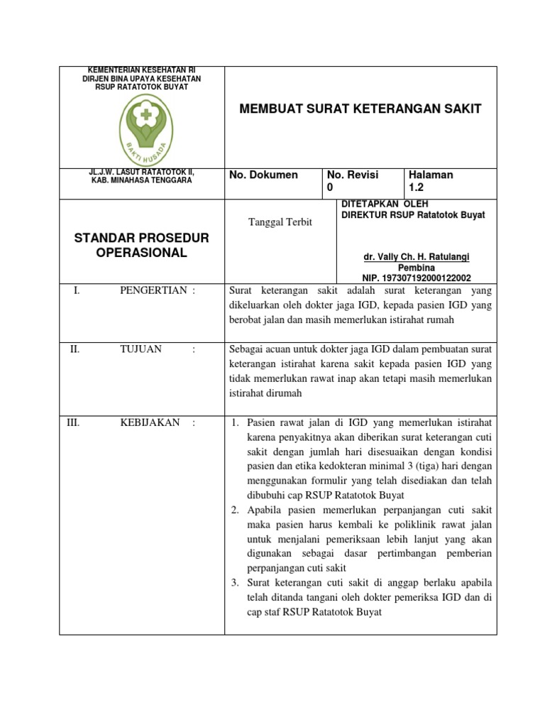 Sop Surat Keterangan Sakit