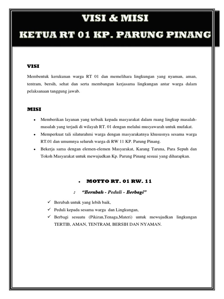 Visi Misi Rt