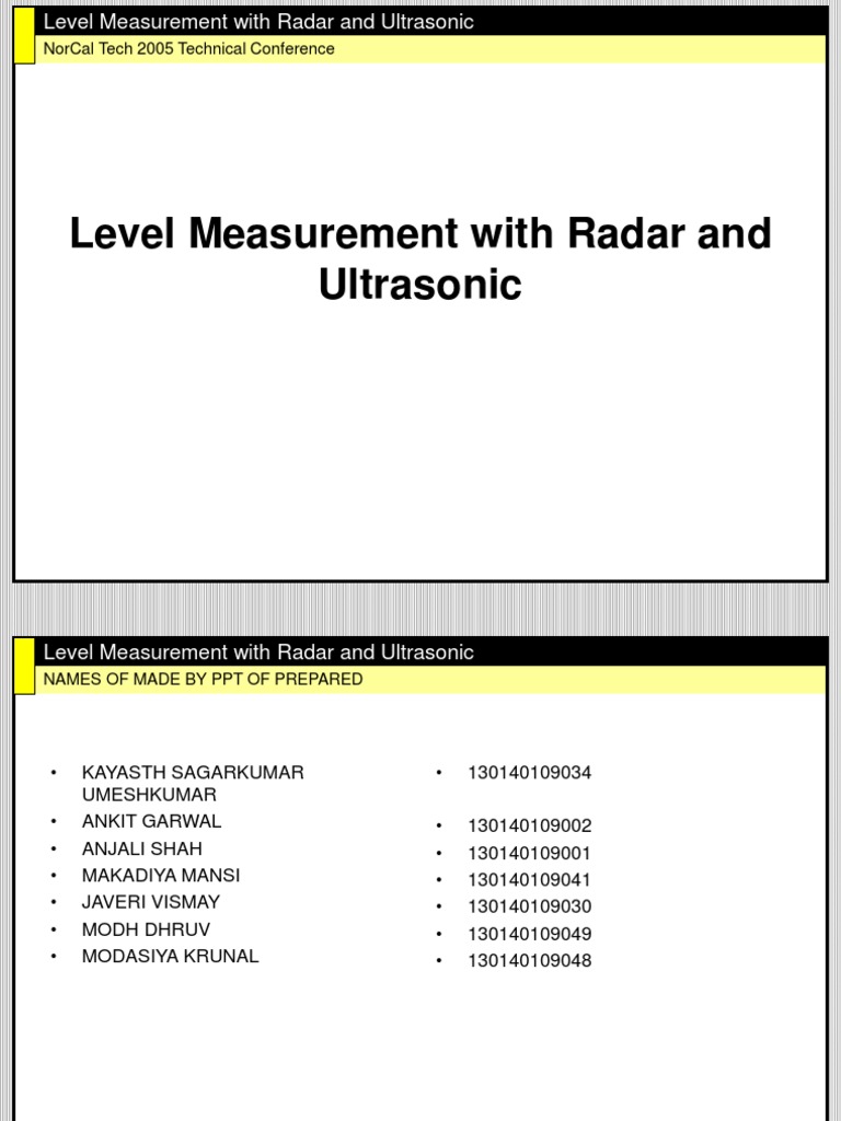 Radar and Ultrasonic Level Measurement | PDF | Radar | Ultrasound