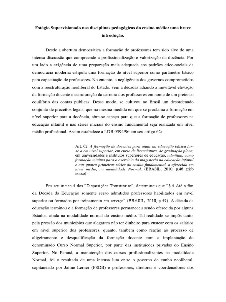 Relatorio De Estagio Supervisionado Ii Pedagogia Ensino Fundamental 