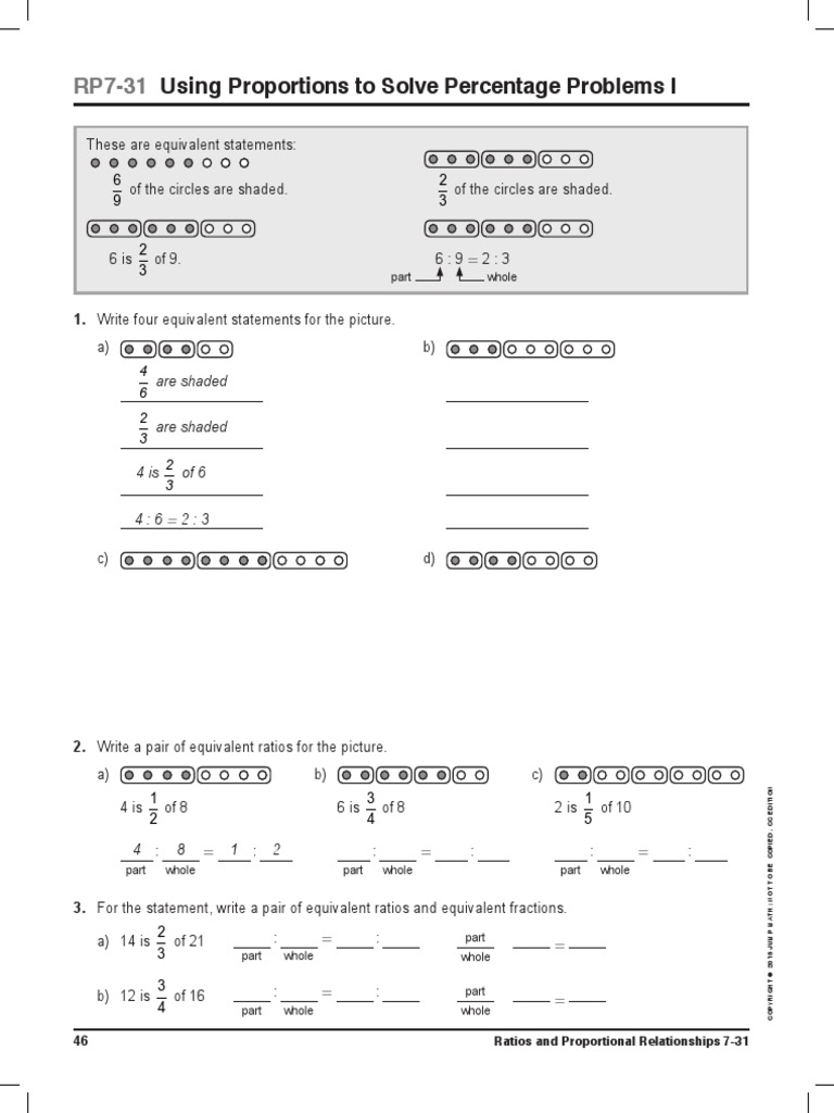 JUMP Math CC AP Book 7 2 Sample RP7 31 To 35 0 0 PDF Percentage