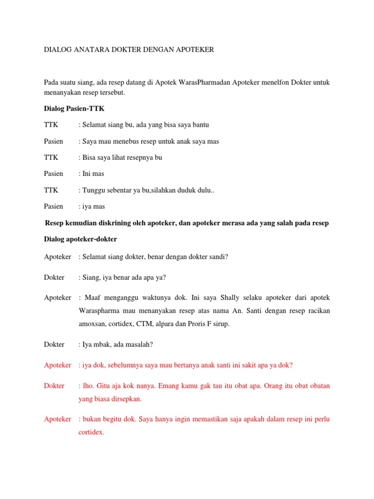 Dialog Antara Dokter Dengan Apoteker