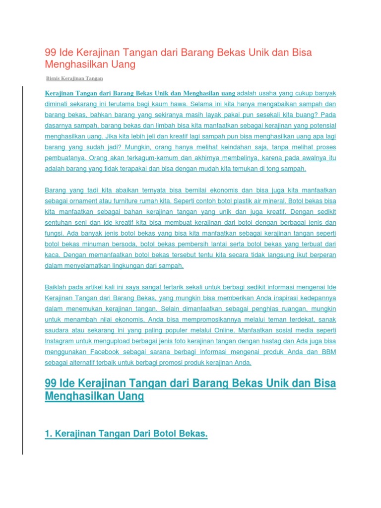 99 Ide Kerajinan  Tangan  Dari  Barang  Bekas  Unik Dan Bisa  