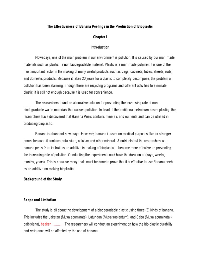 Chapter I Banana Peel PDF Banana Plastic