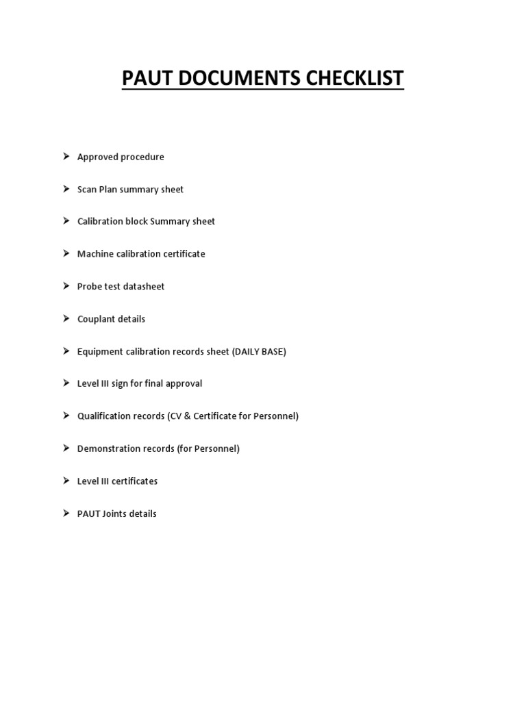 Paut Checklist Audit | PDF | Technology & Engineering