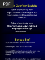 Buffer Overflow Exploits: Taken Shamelessly From: /courses/cse451/05sp/section/ove Rflow1