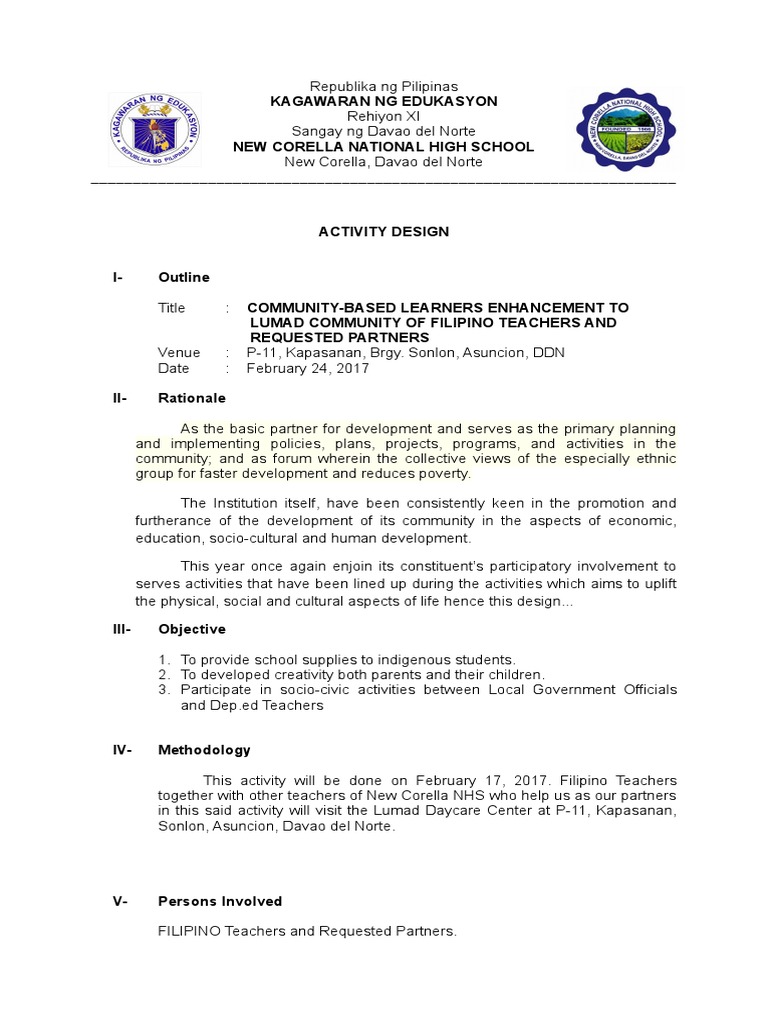 Community-Based Activity Design for Lumad | PDF | Further Education