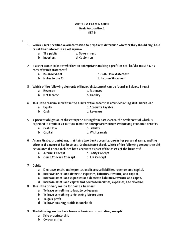 Basic Accounting Midterm Exam Review | PDF | Expense | Debits And Credits