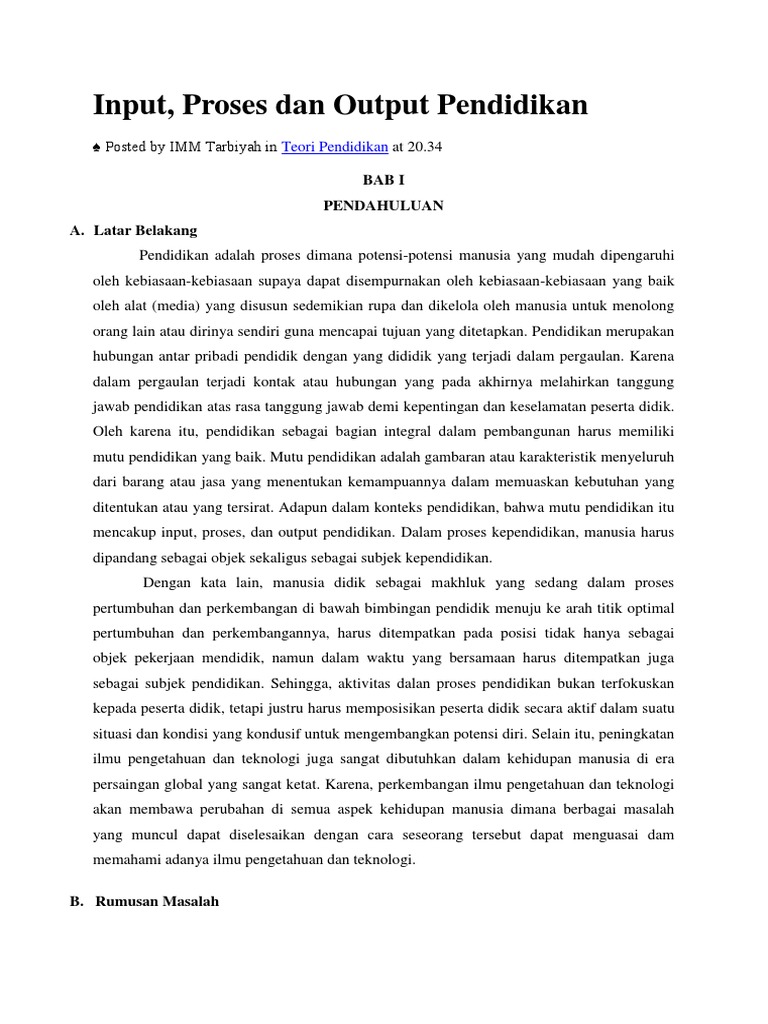 Input, Output Pendidikan | PDF